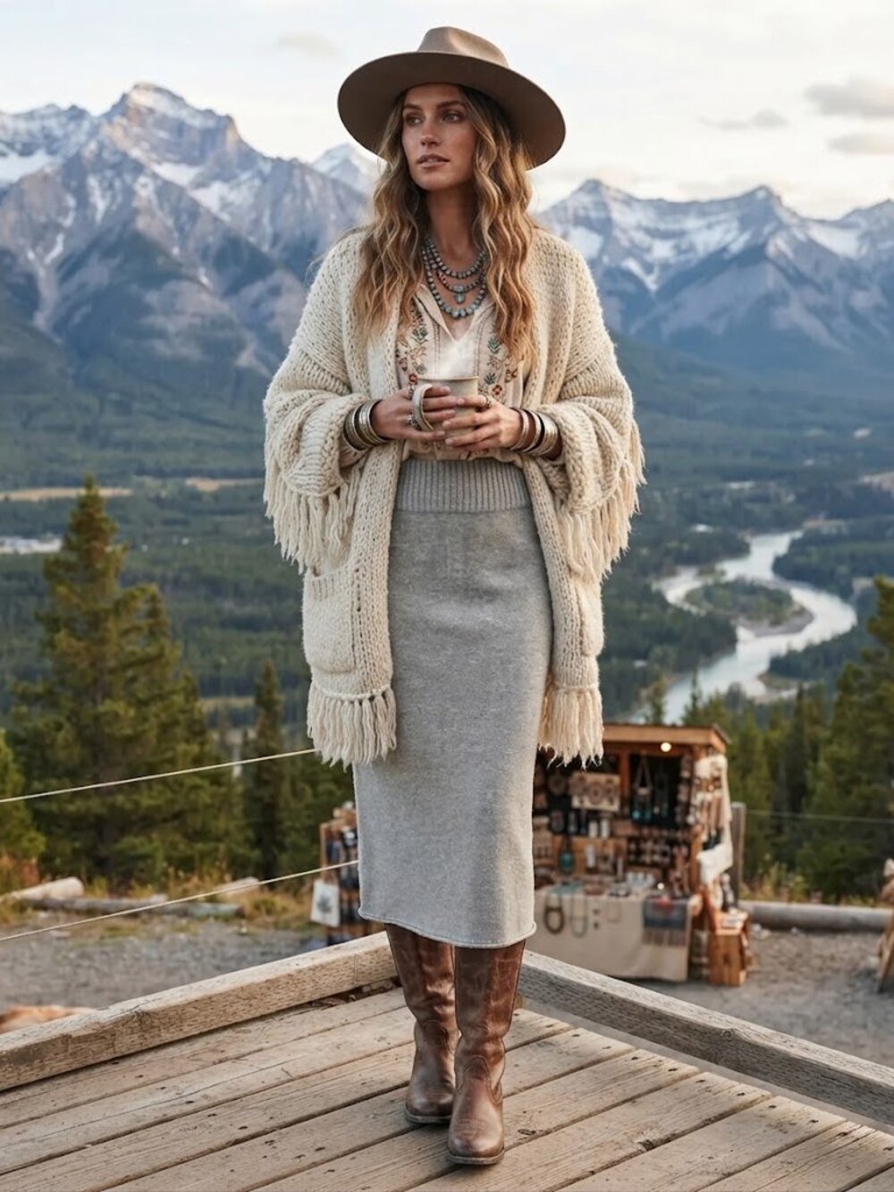 Smash + Tess Light Gray Knit Pencil Skirt